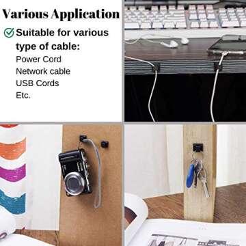 Bates- Cable Clips, 30 Pack, Black, Cable Clip, Wire Holders, Cord Holder, Wire Hooks, Cord Clips, Wire Clips Adhesive, Adhesive Cable Clips, Cable Management, Cable Holder