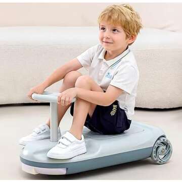 Kids Portable Go Clean Go Kart Ride On Electric Car for Kids and Toddlers Age 3-8 Years, 12V Battery Race Car with Adjustable Speed, Lights in Wheels