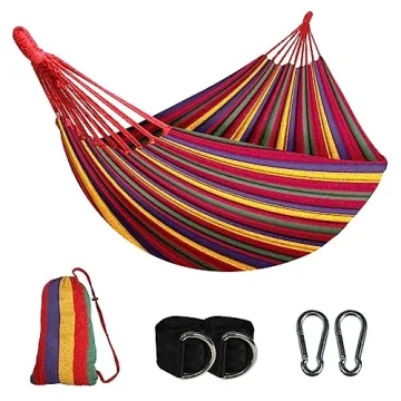 SZHLUX Double Hammock,Cotton Hammock Portable Hammock with Carry Bag,Perfect Camping Outdoor/Indoor ...