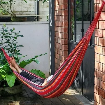 SZHLUX Double Hammock,Cotton Hammock Portable Hammock with Carry Bag,Perfect Camping Outdoor/Indoor Patio Backyard