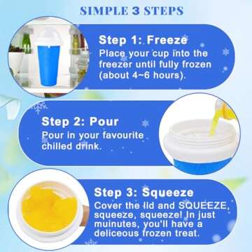 Slushie Cup, 2 Pack Slushy Maker Cup, Frozen Magic Squeeze Cups for Juice Milk Yogurt Ice Cream Make...