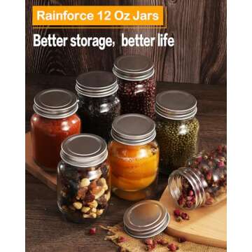 12oz Glass Jars With Lids Regular Mouth 20 Pack -Mason Jars 12 oz For Crafts, Meal Prep, Canning Jar...