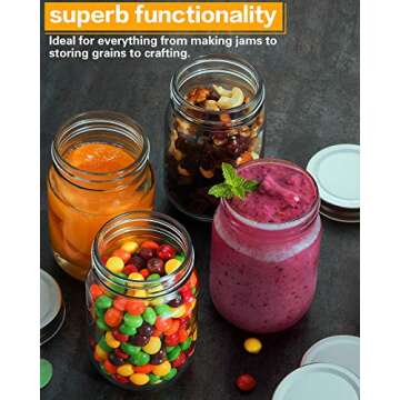 12oz Glass Jars With Lids Regular Mouth 20 Pack -Mason Jars 12 oz For Crafts, Meal Prep, Canning Jars For Food Storage Frascos De Vidrio Con Tapa Para Conservas-with 20 Chalkboard Stickers-Silver Lid