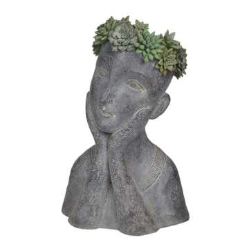 Newman House Studio Face Cactus Succulents Planter Pot - Indoor Outdoor Planter with Drainage Hole G...