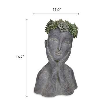 Newman House Studio Face Cactus Succulents Planter Pot - Indoor Outdoor Planter with Drainage Hole Garden Statues Cute Plants Pot Flower Pot Farmhouse Decor 11 * 8.5 * 16.5 inch