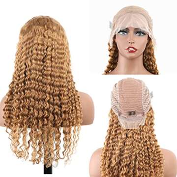 BLY Light Brown Colored 10A Human Hair Blonde Wig Lace Front for Women 13x4 HD Transparent Pre Pluck...