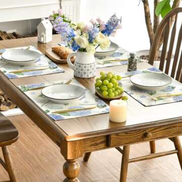 Artoid Mode Hydrangea Butterfly Spring Placemats Set of 4, 12x18 Inch Seasonal Summer Holiday Table Mats for Party Kitchen Dining Decoration