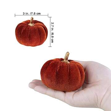 Winlyn 12 Pcs Assorted Small Faux Harvest Velvet Pumpkins Decorative Rust Olive Gold Gray Fabric Pum...