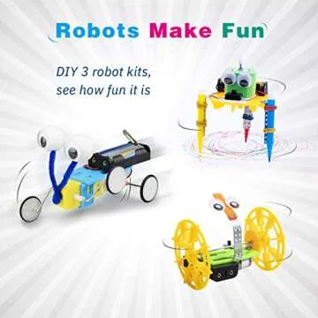 Giggleway Electric Motor Robotic Science Kits, DIY STEM Toys for kids, Building Science Experiment Kits for Boys and Girls-Doodling, Balance Car, Reptile Robot (3 kits)