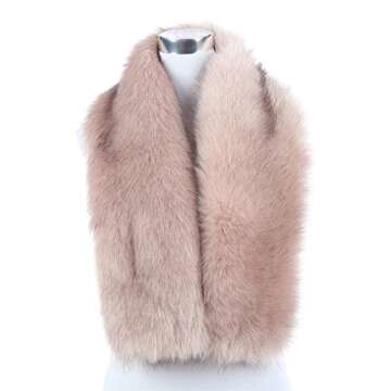 SAFERIN Women's Winter Faux Fake Fur Straight Wedding Halloween Party Custume Accessory Scarf Wrap Collar Shawl Shrug(FOX-Pink)