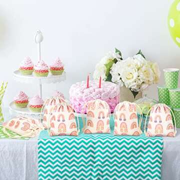 20 Pieces Rainbow Party Favor Bags Boho Rainbow Party Decorations Bags 4.7 x 3.5 Inch Mini Canvas Rainbow Gift Bag Drawstring Treat Gift Pouches for Gay Pride Day Party Supplies Kids Birthday