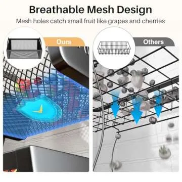 Fruit Basket Bowls For Kitchen Counter - Metal Fruit Stand with Handle - Kitchen Vegetables Bread Sn...