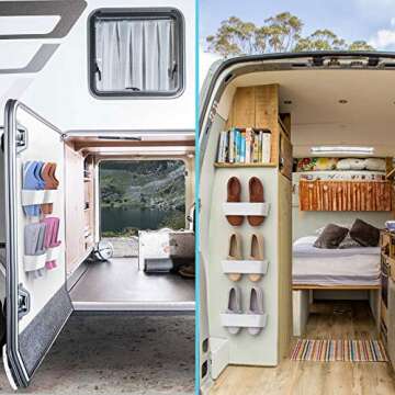 Yocice Wall Mounted Shoes Rack 2Pack with Sticky Hanging Strips, Plastic Shoes Holder Storage Organi...