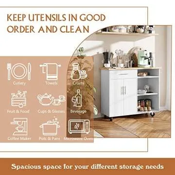 Stylish SUNLEI Kitchen Island with Ample Storage