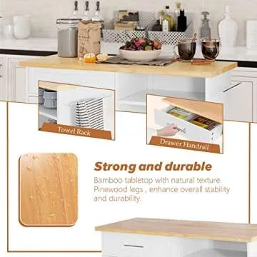 Stylish SUNLEI Kitchen Island with Ample Storage