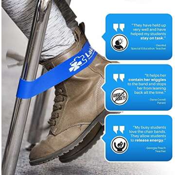 Fidget Bands for Classroom Chairs: LakiKid Flexible Seating Classroom Furniture - Perfect Chair Bands for Kids with Fidgety Feet, Foot Fidgets for Classroom, Alternative Seating for Students