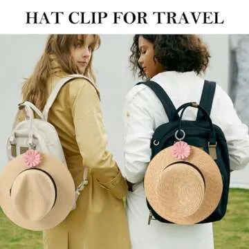 VANTOO 2 Pack Flower Hat Clip for Travel On Bag, Travel Hat Bag Clip, Hat Brim Holder Travel Accessories (22-Pink)
