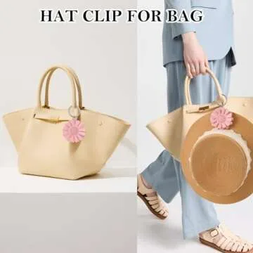 VANTOO 2 Pack Flower Hat Clip for Travel On Bag, Travel Hat Bag Clip, Hat Brim Holder Travel Accessories (22-Pink)
