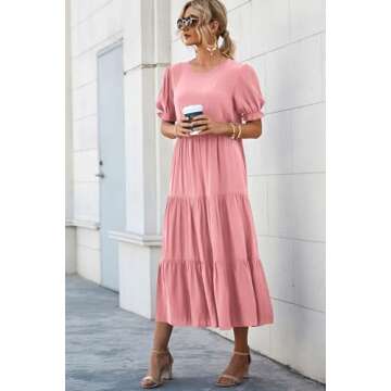 PRETTYGARDEN Women's Boho Floral Midi Dress for Summer