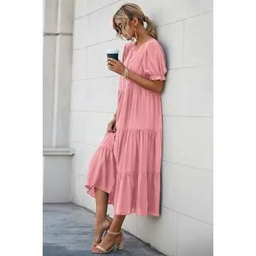 PRETTYGARDEN Women's Boho Floral Midi Dress for Summer