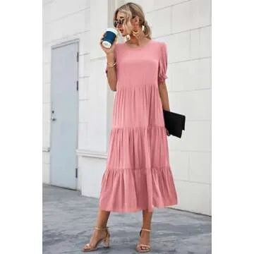 PRETTYGARDEN Women's Boho Floral Midi Dress for Summer