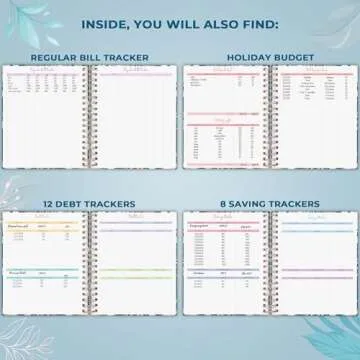 PLANBERRY Large Budget Planner & Monthly Bill Organizer with Pockets – Budgeting Book, Finance & Expense Tracker, 8.3x9.4″ (Spring Bloom)