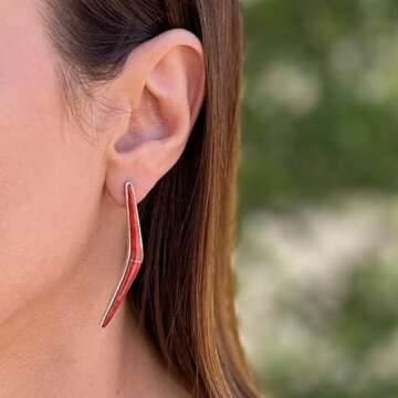 Coral Earrings 925 Sterling Silver & Genuine Coral (Coral)