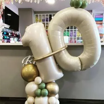 40 Inch Cream White 0 Balloons for Birthday Celebrations