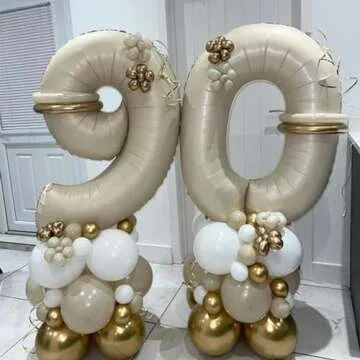 40 Inch Cream White 0 Balloons for Birthday Celebrations