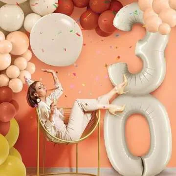 40 Inch Cream White 0 Balloons for Birthday Celebrations
