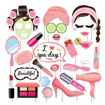 Kristin Paradise 25Pcs Spa Day Photo Booth Props with Stick, Slumber Selfie Props for Women, Make Up...