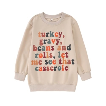 GLIGLITTR Boys Girls Thanksgiving Outfits Big Kids Turkey Letter Printed Sweatshirt Casual Crewneck ...