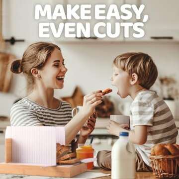 Happy Place Products Adjustable Bread Slicer – Durable Manual Bread Cutter with Crumb Tray