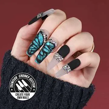 Teenitor Glitter, Rave Festival Chunky and Fine Glitter Mix,32 Colors Iridescent Loose Glitter, Cosm...