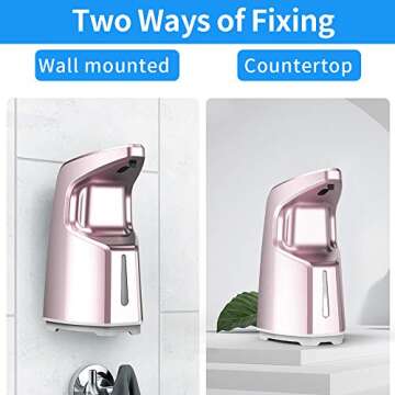 AFMAT Touchless Soap Dispenser, Automatic Hand Sanitizer Dispenser, Kitchen Bathroom Soap Dispenser Hands Free, 15.2 oz /450ml Countertop Wall Mount Soap Dispenser w/Adjustable Volume-Rose Gold