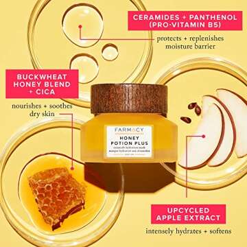 Farmacy Hydrating Face Mask - Honey Potion Plus Nourishing Skincare Facial Mask with Niacinamide, Ceramides + Pro-Vitamin B5 to Protect + Replenish Moisture Barrier (1.7oz)