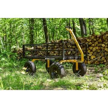 Gorilla Carts GOR1400-COM Steel Utility Cart, Heavy-Duty Convertible 2-in-1 Handle and Removable Sides, 12 cu ft, 1400 lb Capacity, Black