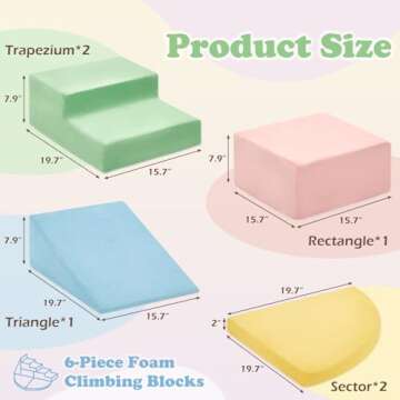 KIZLAND 6 Pieces Climbing Toys for Toddlers, Climb & Crawl Soft Foam Block Activity Play Set, Foam P...