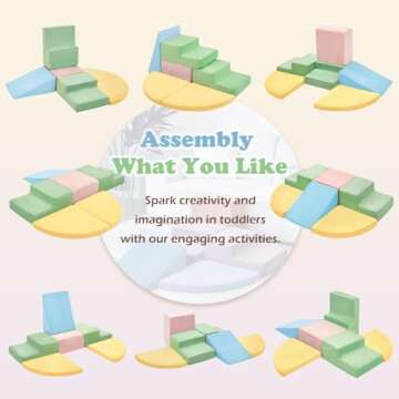 KIZLAND 6 Pieces Climbing Toys for Toddlers, Climb & Crawl Soft Foam Block Activity Play Set, Foam Play Gym Climbing Blocks, Toddler Climbing Toys Indoor, Soft Foam Toys for Kids Crawling and Sliding