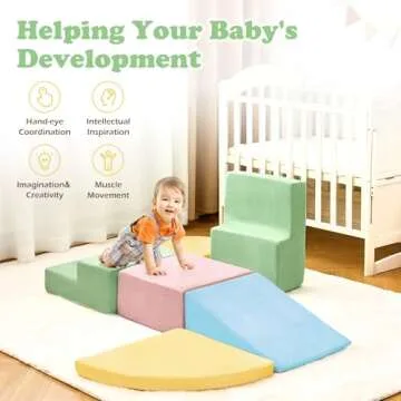 KIZLAND 6 Pieces Climbing Toys for Toddlers, Climb & Crawl Soft Foam Block Activity Play Set, Foam Play Gym Climbing Blocks, Toddler Climbing Toys Indoor, Soft Foam Toys for Kids Crawling and Sliding