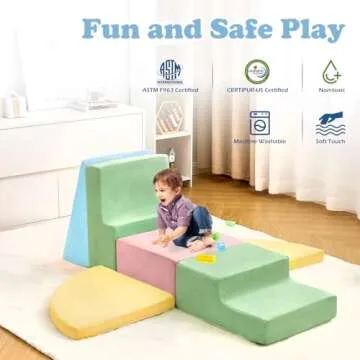 KIZLAND 6 Pieces Climbing Toys for Toddlers, Climb & Crawl Soft Foam Block Activity Play Set, Foam Play Gym Climbing Blocks, Toddler Climbing Toys Indoor, Soft Foam Toys for Kids Crawling and Sliding