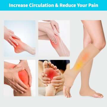 Open Toe Compression Socks 15-20 mmHg for Women and Men Knee High Toeless Circulation Compression Stockings(BN S/M)