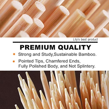 HOPELF 8" Natural Bamboo Skewers for BBQ and Crafts