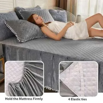 LIFEREVO Luxury Velvet Bed Skirt and Quilted Fitted Sheet