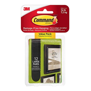 Command 17206BLK-12ES Picture Hanging Strips Value Pack – Effortless Decorating Solution