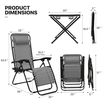 MoNiBloom Zero Gravity Lounge Chair Set - Relax Anywhere