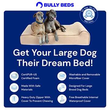 Bully beds Orthopedic Memory Foam Dog Bed - for Aging, Elderly and Arthritic Dogs with Joint and Muscular Problems - Waterproof Dog Beds for Large Dogs - XL, 52 x 34 x 7 Inches - Chocolate