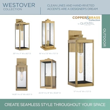 Quoizel Westover 1-Light Outdoor Wall Sconce in Antique Brass