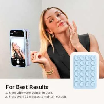 VELVET CAVIAR Suction Cup Phone Case Mount Compatible with MagSafe Devices Only - Magnetic Silicone Sticky Phone Grip Holder for iPhone Back of Phone - Mirror Gripper (Blue)