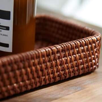 Handcrafted Rattan Serving Tray Set for Home Organization